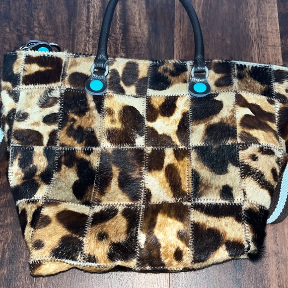 Calf pony hair designer bag with tweed backing! Two straps/ worn two ways!! - Picture 6 of 8